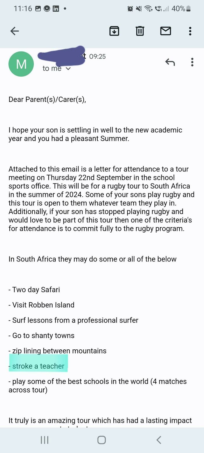 Just Got This Email From My Boy's School. There Was A Swift Follow Up To Say Teacher Should Be Replaced With Cheetah