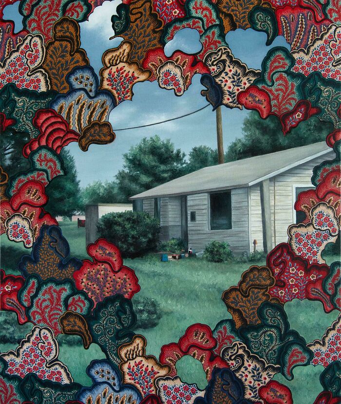 Oil Painting Over Thrifted Fabric