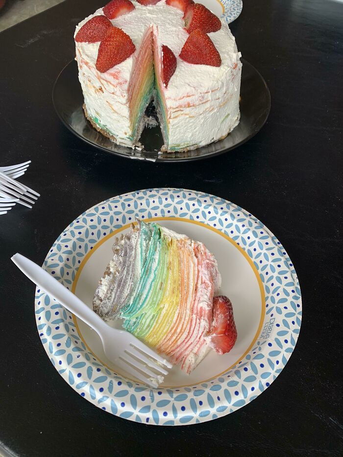 First Ever Attempt At A Rainbow Crepe Cake 🌈