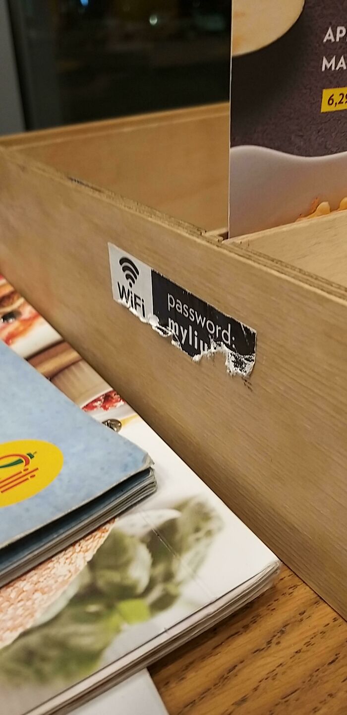 Someone Scratched Of The WiFi Sticker In The Cafe To The Point Where U Can Barely Read It 