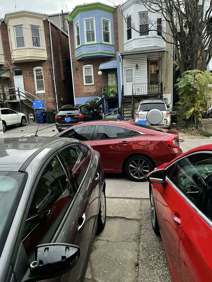 Last Night My Neighbor's Friend Decided That This Is Apparently The Best Place To Park, Making Both My SO And I Late For Work