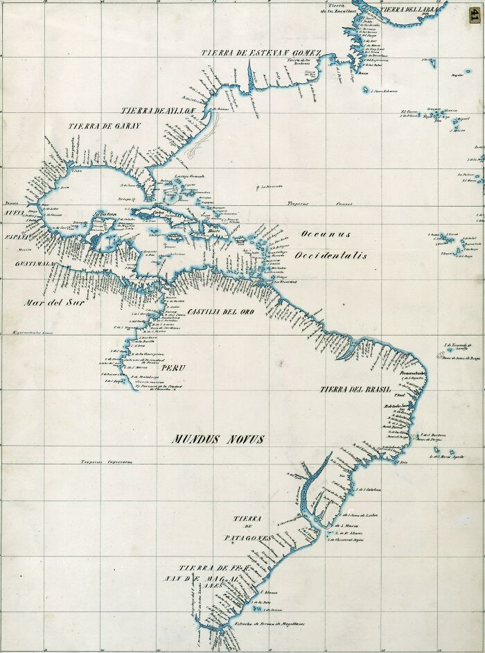 1529 Map Of The Americas By Diego Ribero [5701 X 7674]
