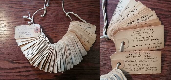 Bomb Tags From Every Mission My Grandfather's B-17 Did During Wwii (Included Are The Two D-Day Tags). Included On Each Tag Are Descriptors Of The Run Such As Weather, Location, Elevation, Payload, Etc
