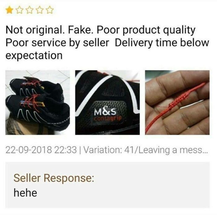 Bad Review + Seller Response