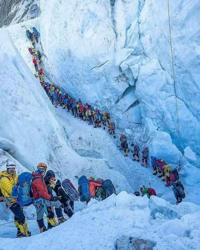 Climbing Mount Everest : The Queue At Khumbu Icefall
