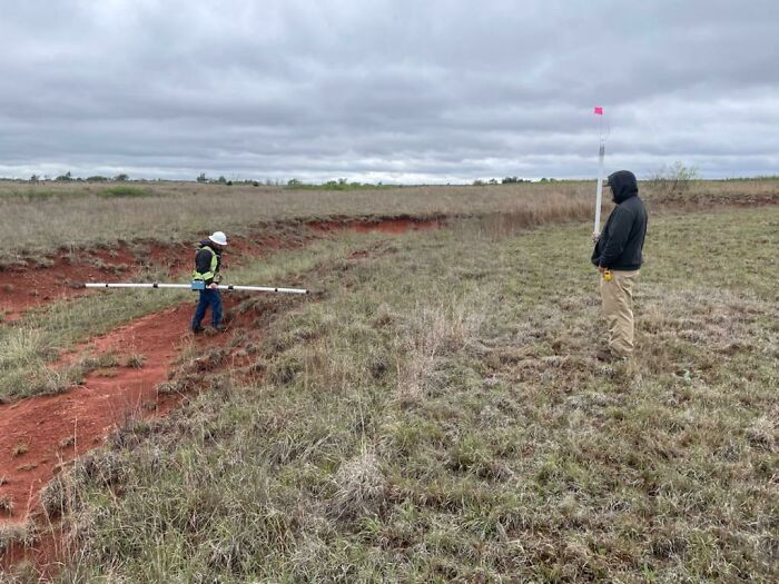 Geonics Em-31 Electromagnetic Survey Unit. That’s Me Using It To Check The Conductivity Of The Soil That Correlates To Chloride Levels From An Oil And Gas Spill