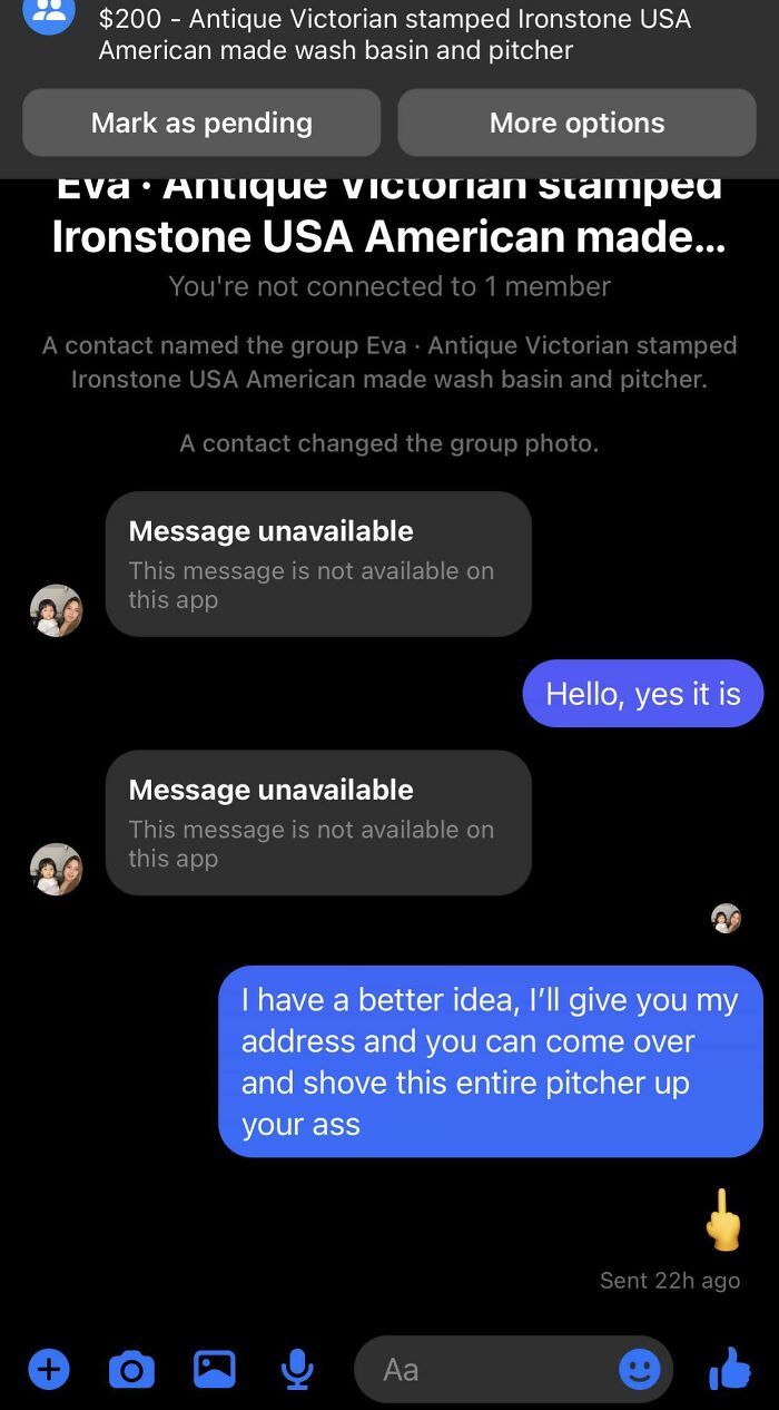 There Are A Ton Of Scammers On Fb Marketplace And When This Lady Asked For My Phone Number I Assumed She Was One And Sent A Rude Response. Turns Out She Is A Real Person And Knows My Mom. She Blocked Me