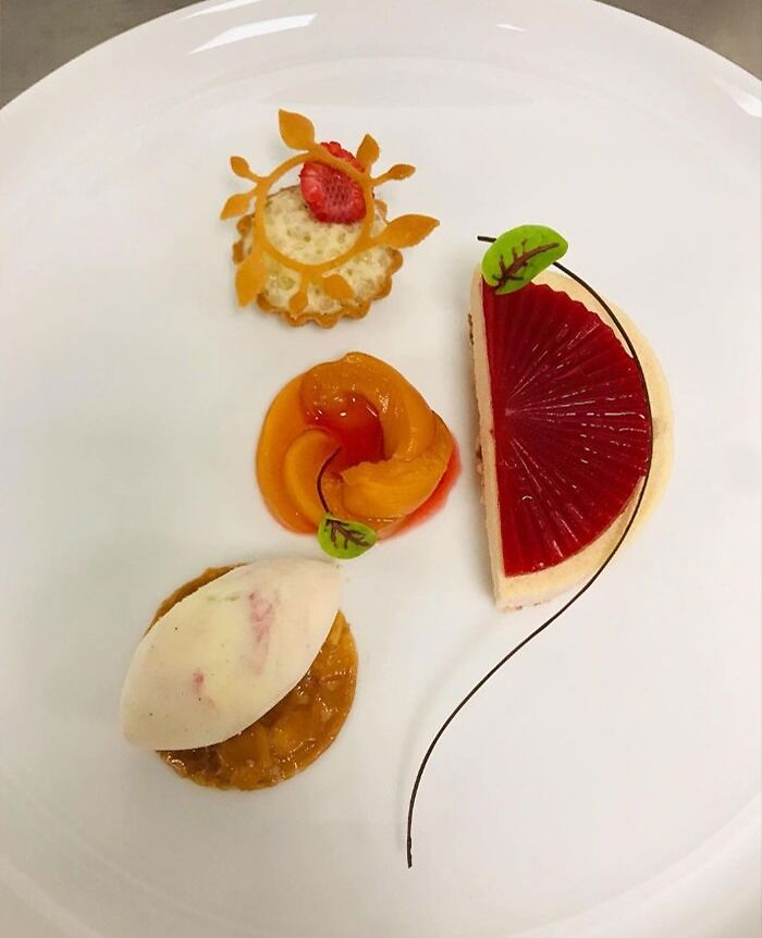 Peach Melba dessert at the restaurant