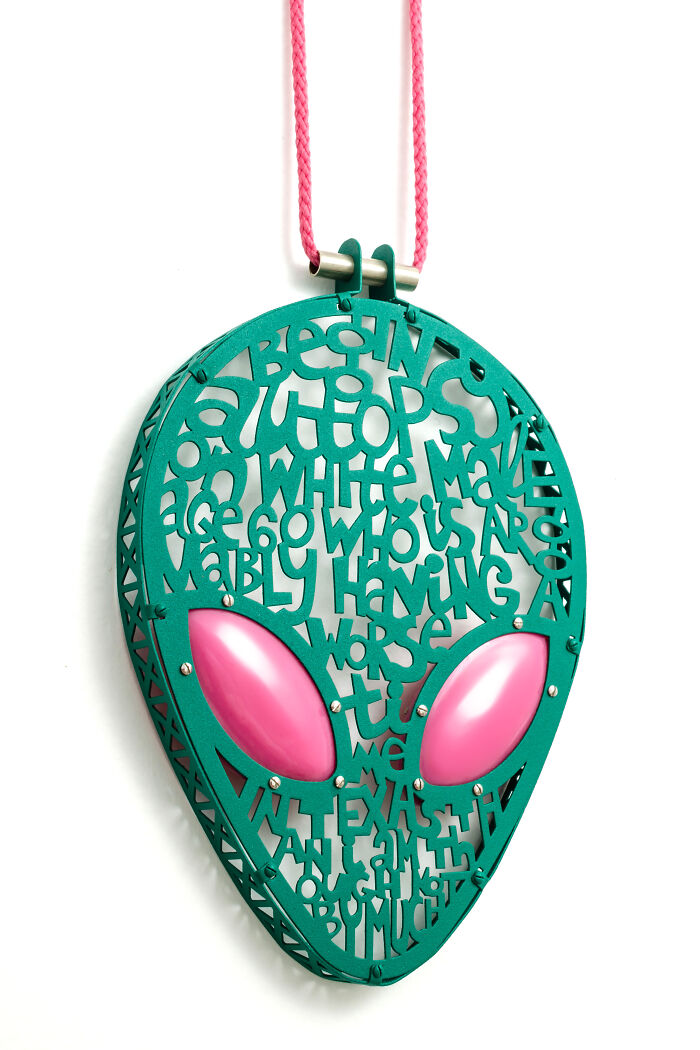 Big Green Pink Alien Pendant