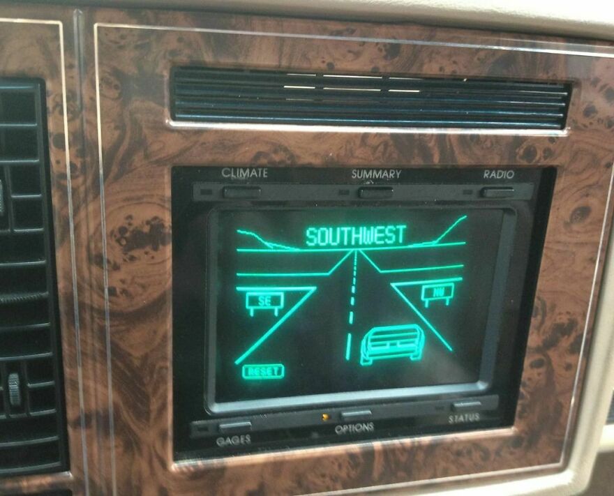 Buick Riviera navigation system in action, 1987. The future was then!