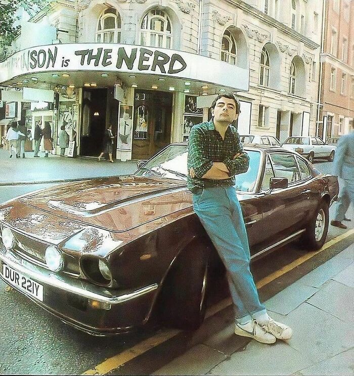 Rowan Atkinson With His 1981 Aston Martin Vantage