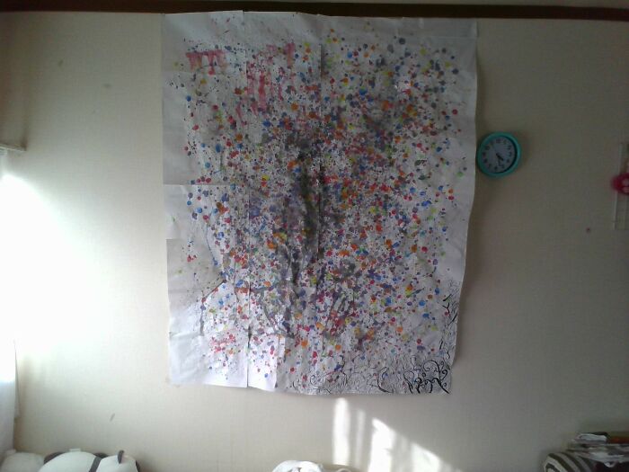 The School Gives Us To Much Paper, So I Glued Them Together ( This Represents My Recovery Of My Suicidal Thoughts,its The Black One Lol)