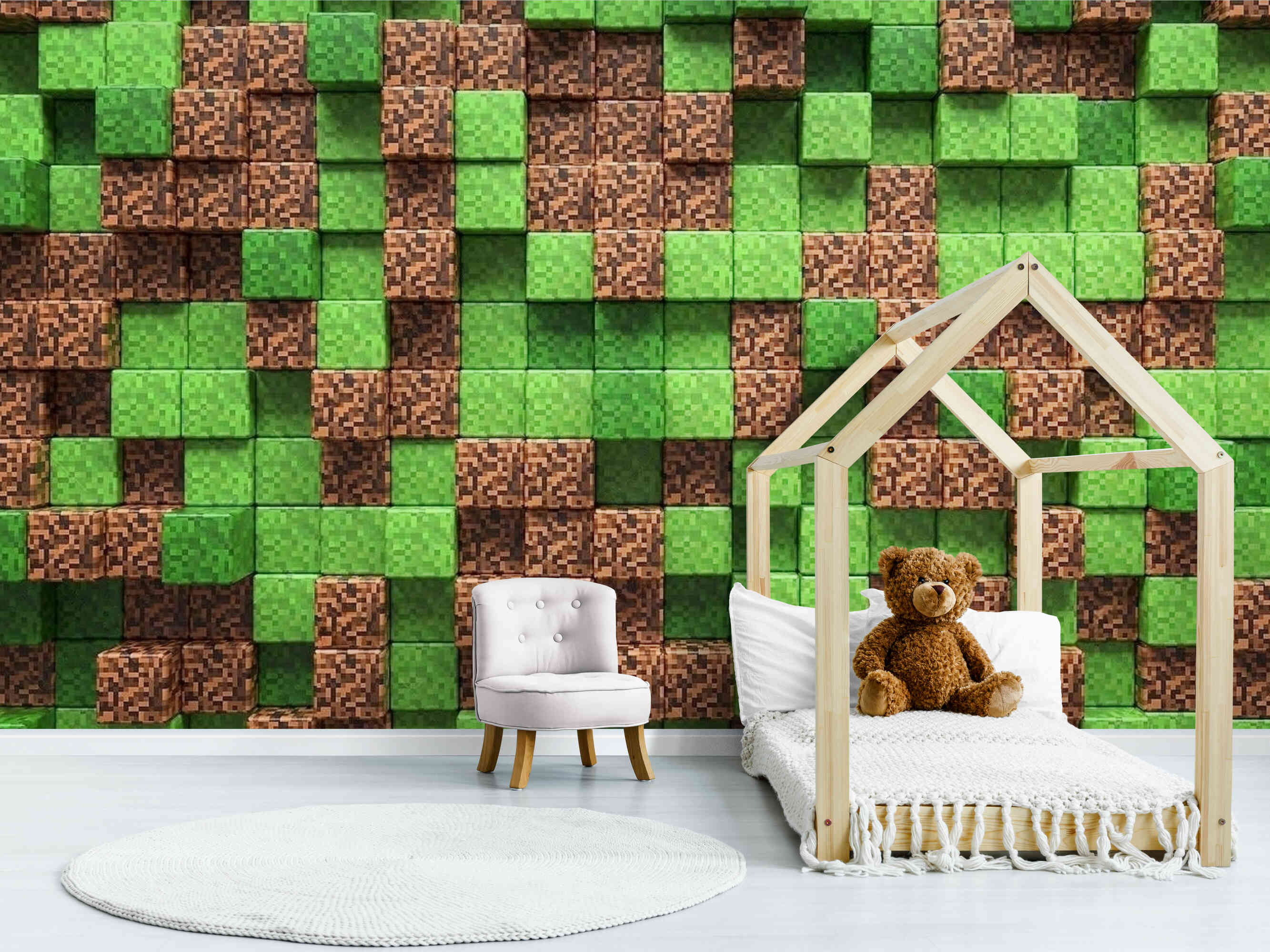 I Have Been Looking For The Most Suitable Wallpaper For The Game Room For A Long Time And Found – Minecraft Wall Murals!