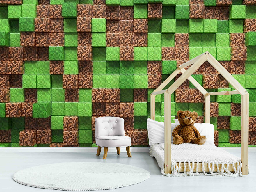 I Have Been Looking For The Most Suitable Wallpaper For The Game Room For A Long Time And Found - Minecraft Wall Murals!