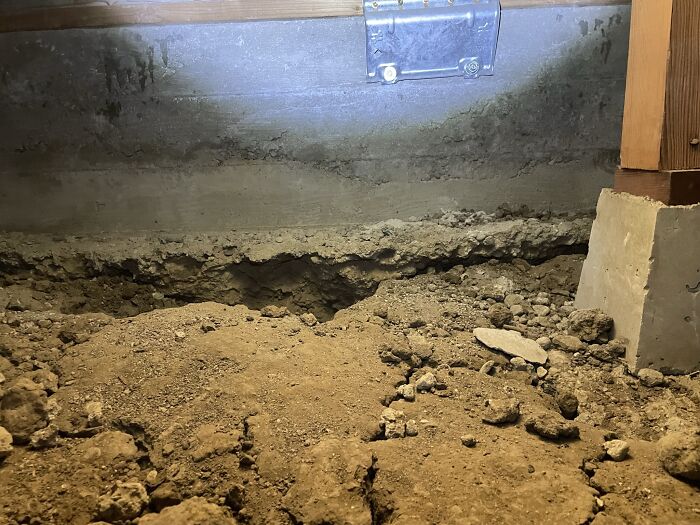 When A Foundation Is Undermined, It Can Cause Significant Damage To A Home's Structural Integrity. This Homeowner's Foundation Was Impacted By Soil Erosion, Causing The Soil To Shift And Ultimately Compromise The Foundation's Stability