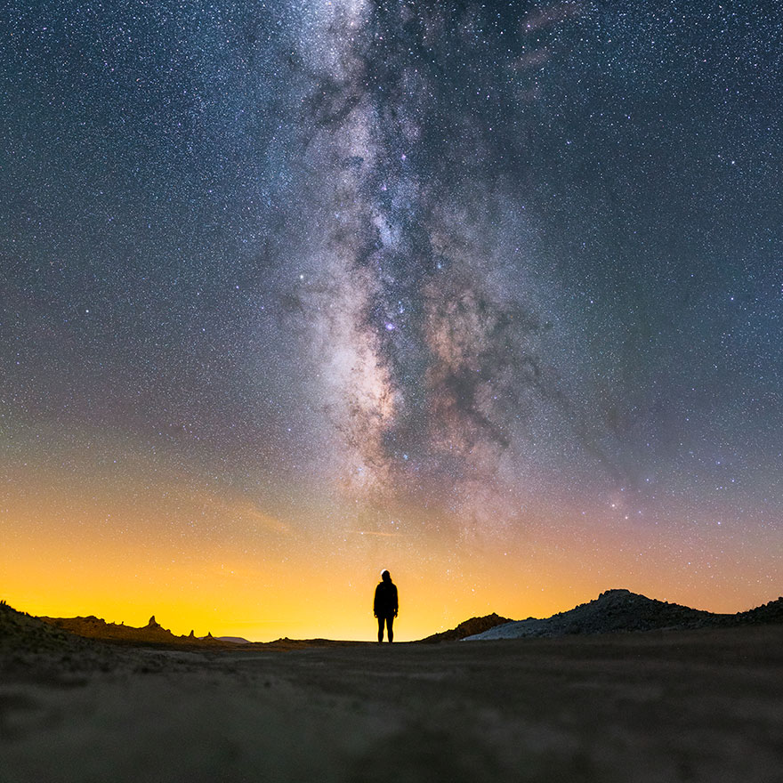 Milky Way Lying Above A Lady, At Trona Pinnacles National Landmark, California By Ian Norman