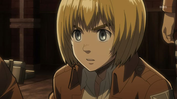 Armin Arlert wearing brown jacket