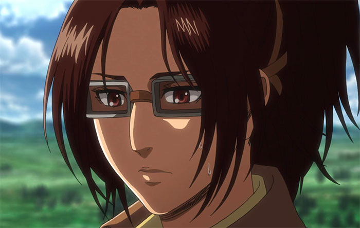 Hange Zoe wearing glasses
