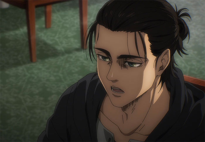 Eren Yeager wearing black hoodie