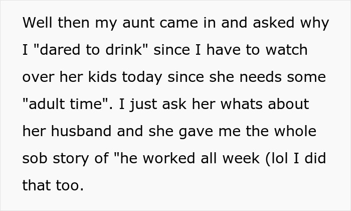 Woman Looks Aunt &ldquo;Dead In The Eye&rdquo; And Chugs Beer After Being Told She Needed To Watch The Kids
