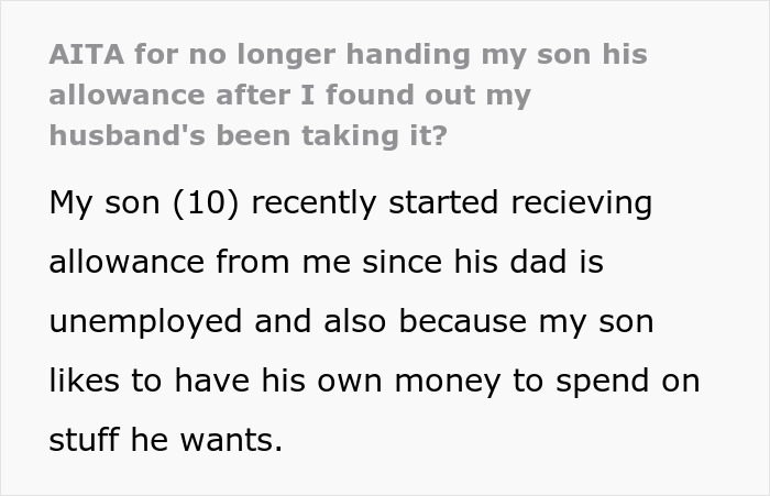 &ldquo;AITA For No Longer Handing My Son His Allowance After I Found Out My Husband&rsquo;s Been Taking It?&rdquo;