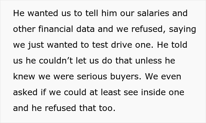 Salesperson Assumed A Customer Couldn&rsquo;t Afford A Car Which Came Back At Him In The Form Of A Pic
