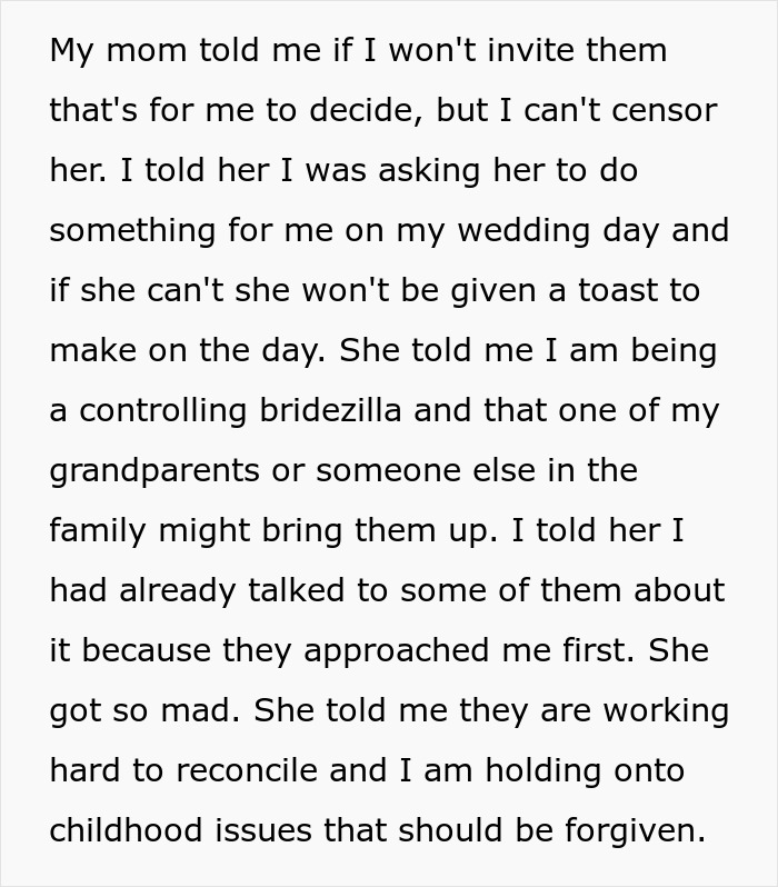 Bride Doesn&rsquo;t Want Her Estranged Siblings Mentioned At The Wedding, Mom Calls Her A Bridezilla