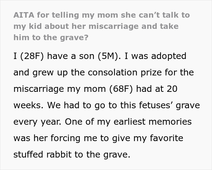 Woman Had To Visit Mom&rsquo;s Miscarriage Grave All Her Youth, Loses It When Her Kid Gets Forced Too