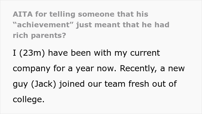 &ldquo;Am I A [Jerk] For Telling Someone That His &lsquo;Achievement&rsquo; Just Meant That He Had Rich Parents?&rdquo;