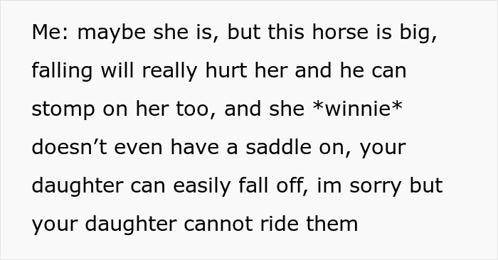 Karen Mom With Big Entitlement Energy Begs Horse Owner To Let Her 11 Y.O. Ride A Dangerous Horse Karen Mom With Big Entitlement Energy Begs Horse Owner To Let Her 11 Y.O. Ride A Dangerous Horse