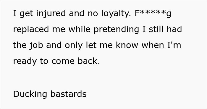 Employee Is Ready To Return To Work After Injury, Is Informed That They Already Have A Replacement