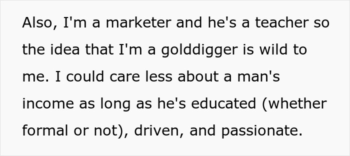 Text excerpt about a woman addressing assumptions during a first date with a man who acted strange, leading her to think he tested her.