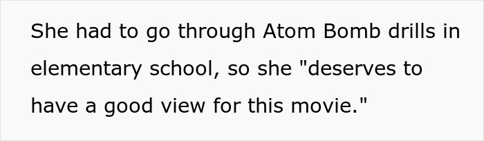 Karen Tries To Get Another Moviegoer Out Of His Seat At 'Oppenheimer', Gets Taken Out Of The Cinema Karen Tries To Get Another Moviegoer Out Of His Seat At 'Oppenheimer', Gets Taken Out Of The Cinema