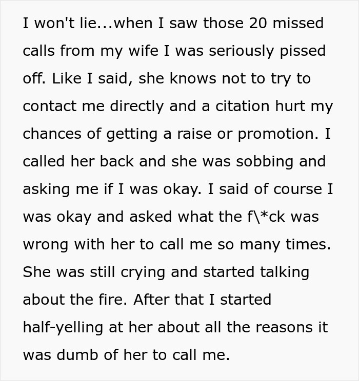&ldquo;[Am I The Jerk] For Yelling At My Wife After She Blew Up My Phone With Calls Because Of A Fire?&rdquo;