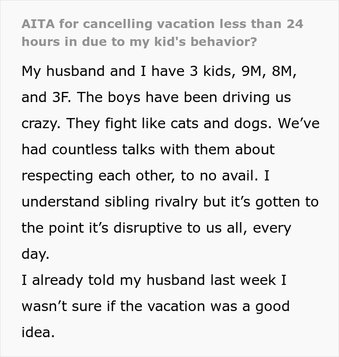 Mom Is Sick And Tired Of Her Sons' Misbehavior Whilst On Family Trip, Cancels It And Drives Home Mom Is Sick And Tired Of Her Sons' Misbehavior Whilst On Family Trip, Cancels It And Drives Home