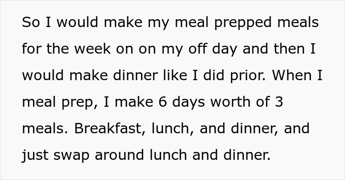 Guy Refuses To Ever Cook For His Wife After She Ate 3 Of His Meal Preps In A Single Night Guy Refuses To Ever Cook For His Wife After She Ate 3 Of His Meal Preps In A Single Night