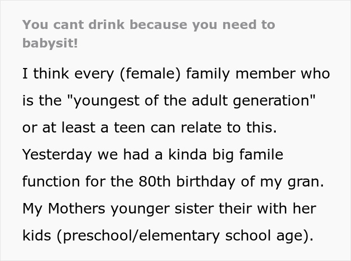 Woman Looks Aunt &ldquo;Dead In The Eye&rdquo; And Chugs Beer After Being Told She Needed To Watch The Kids