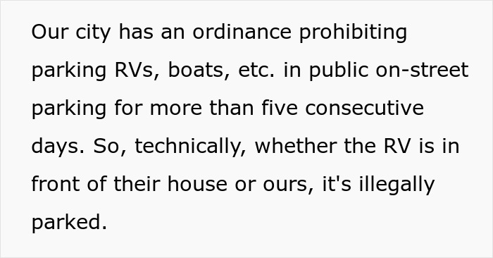 Woman Is Out Of Options After Huge RV Keeps Standing Parked In Front Of Her Home