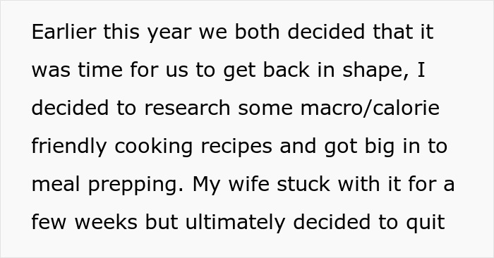 Guy Refuses To Ever Cook For His Wife After She Ate 3 Of His Meal Preps In A Single Night Guy Refuses To Ever Cook For His Wife After She Ate 3 Of His Meal Preps In A Single Night