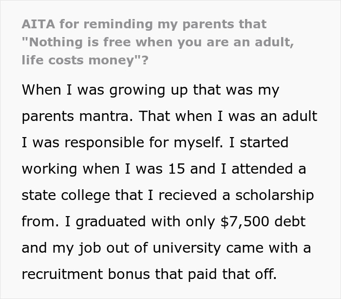 Person Refuses To Help Their &lsquo;Golden&rsquo; Child&rsquo; Brother As They Had To Make It All On Their Own