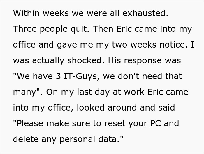 “Delete Any Personal Data”: Worker Happily Complies, Watches Arrogant Boss Get Fired In 3 Months' Time “Delete Any Personal Data”: Worker Happily Complies, Watches Arrogant Boss Get Fired In 3 Months' Time
