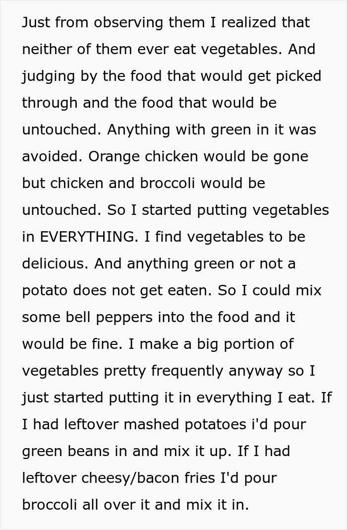 “I Put Veggies In My Food To Stop My Roommate’s Kid From Eating It. Mom Threatens Legal Action” “I Put Veggies In My Food To Stop My Roommate’s Kid From Eating It. Mom Threatens Legal Action”