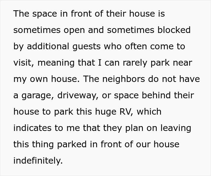 Woman Is Out Of Options After Huge RV Keeps Standing Parked In Front Of Her Home
