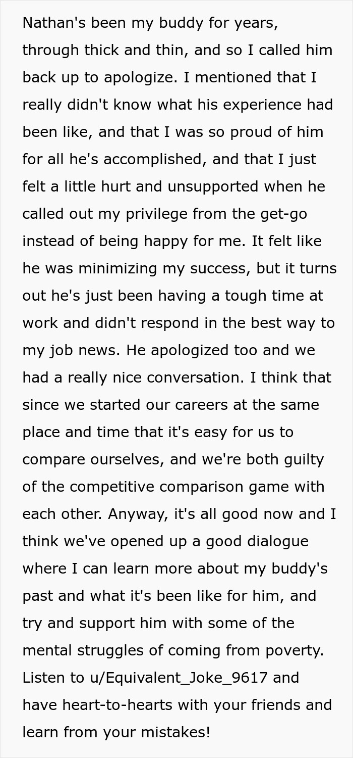 Guy Gets Into A Heated Argument With Formerly Poor Friend About Privilege, Rekindles His Friendship