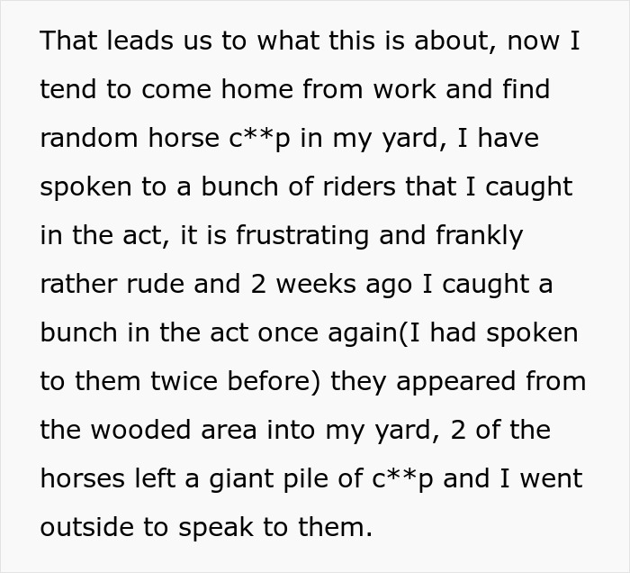 Entitled Horse Rider Made To Literally Scoop Horse Dung Into Her Backpack After Being Caught By Landowner