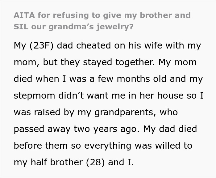 Woman Inherits Her Grandmother&rsquo;s Jewelry And Refuses To Let Her SIL Have It