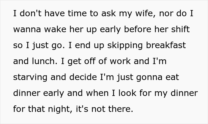 Guy Refuses To Ever Cook For His Wife After She Ate 3 Of His Meal Preps In A Single Night Guy Refuses To Ever Cook For His Wife After She Ate 3 Of His Meal Preps In A Single Night
