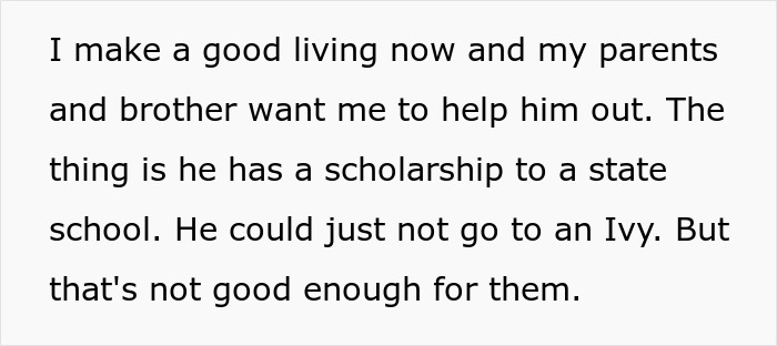 Person Refuses To Help Their &lsquo;Golden&rsquo; Child&rsquo; Brother As They Had To Make It All On Their Own