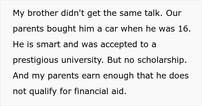 Person Refuses To Help Their &lsquo;Golden&rsquo; Child&rsquo; Brother As They Had To Make It All On Their Own