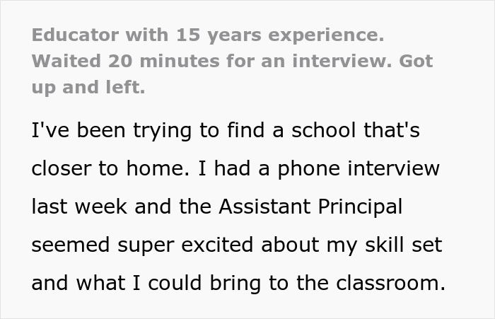 Educator Waits For 20 Minutes After Getting Summoned For An Interview And Then Leaves
